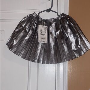 Zara Kids Shiny Silver Pleated Skirt